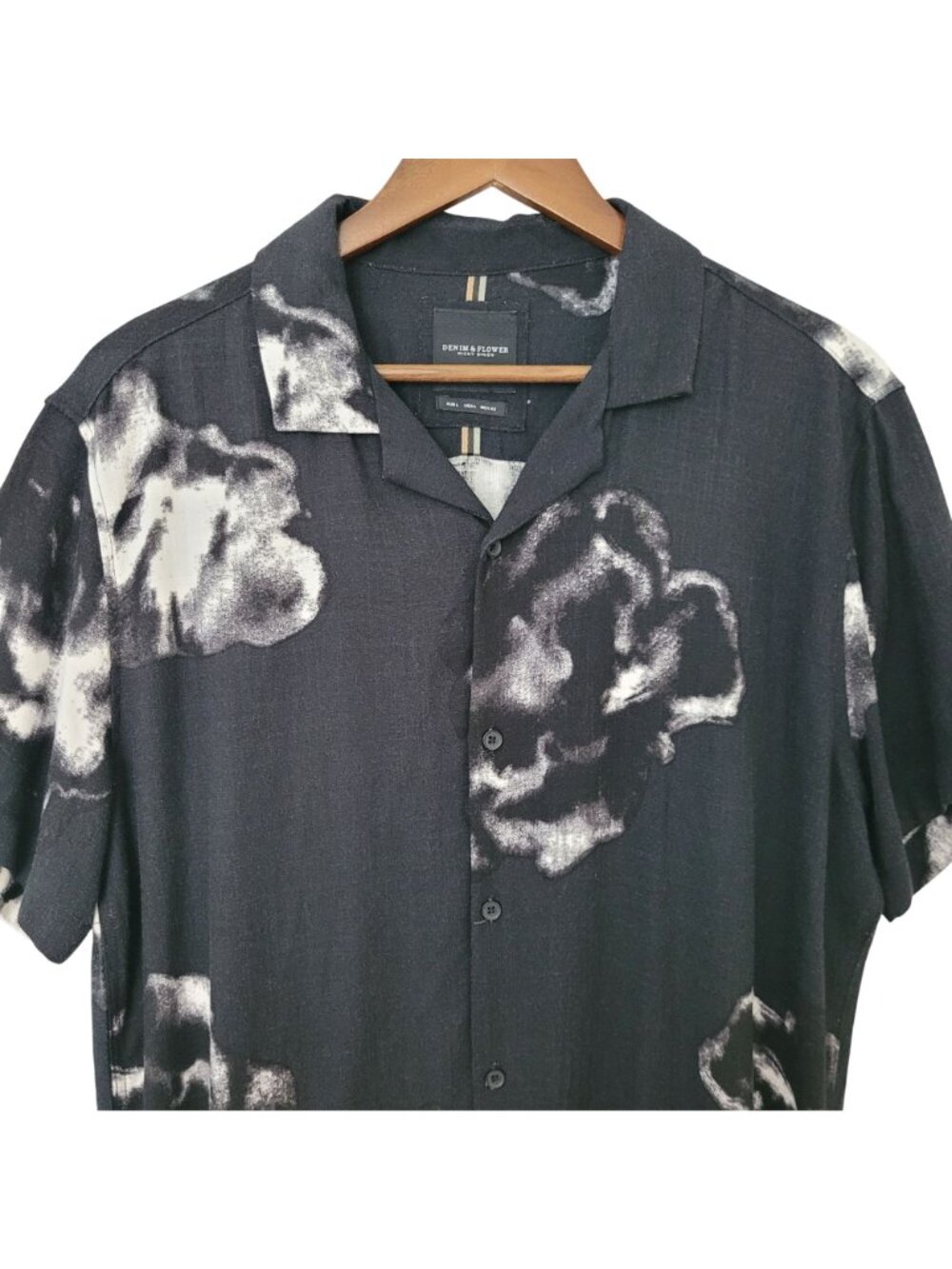 Denim & Flower Ricky Singh Floral Button-Up Shirt Mens Size L Black - Picture 3 of 8
